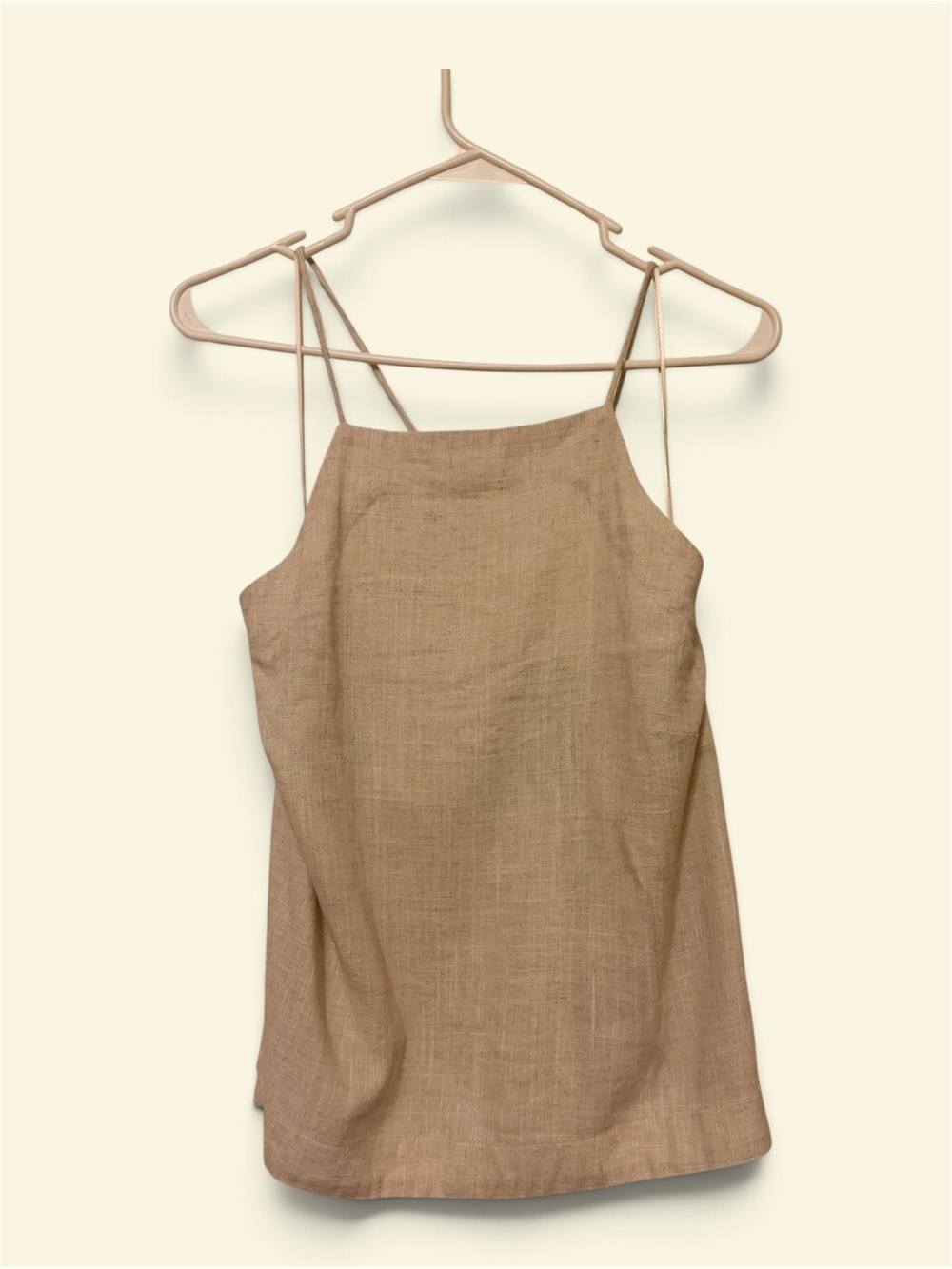 Sugarlips Beige Linen-Blend Button-Side Halter Top